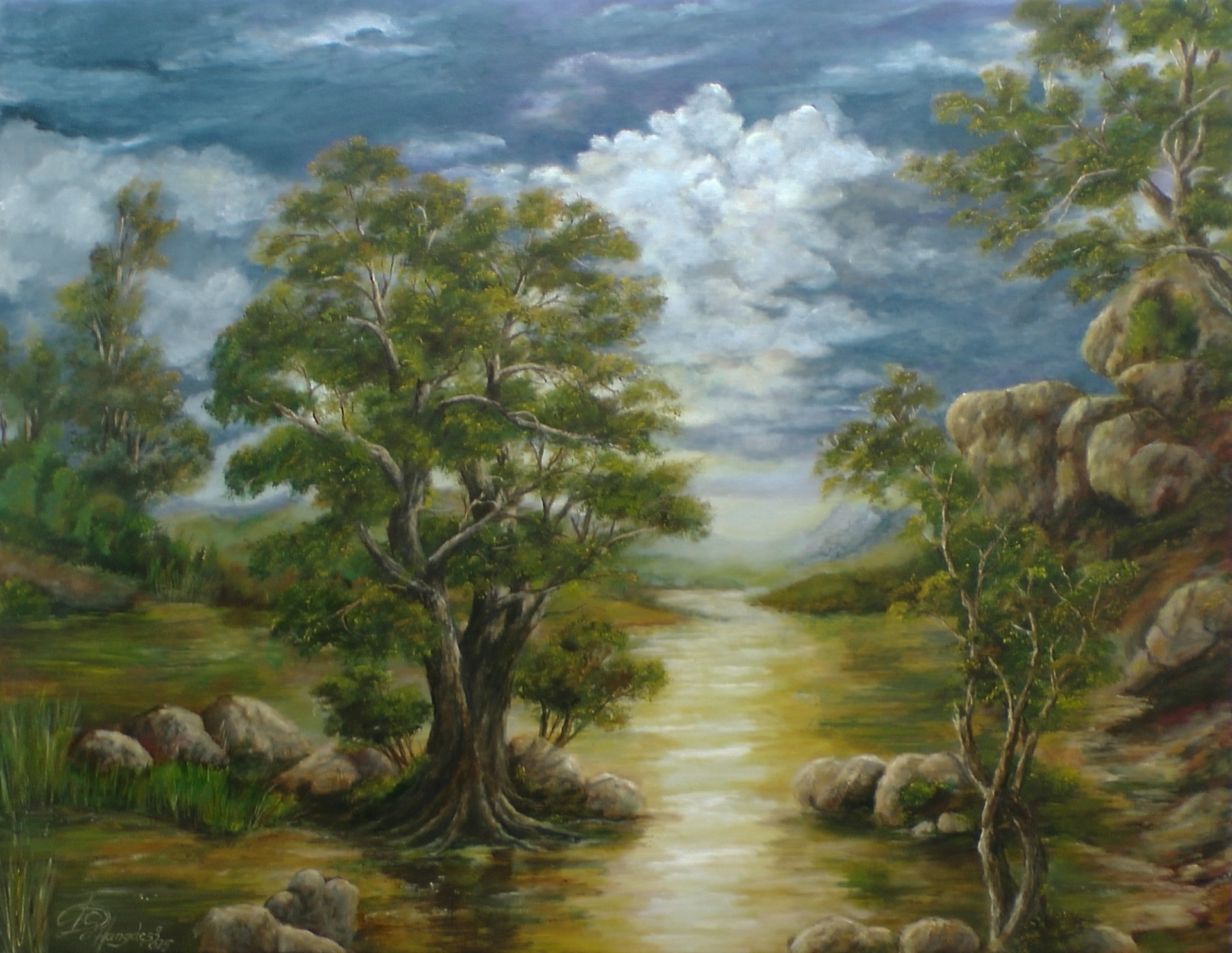 Krajina po búrke 100 x 70 cm.NA PREDAJ